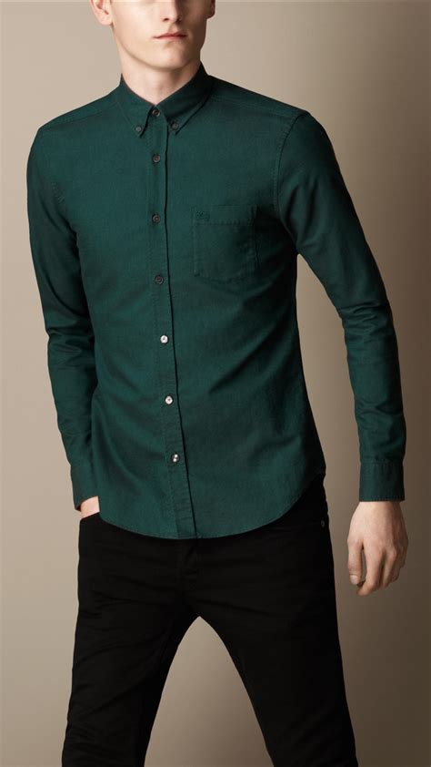 burberry pistachio green shirt|B Cotton Shirt in Silver/green .